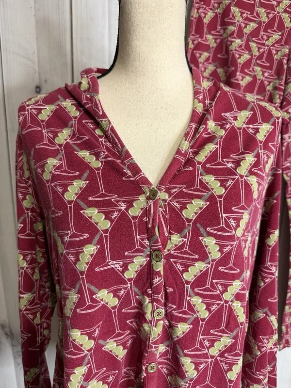 Soma Personality PJs Long Sleeve Pajama Pant Set Martini Olives Top: XL Pants: L - Image 2