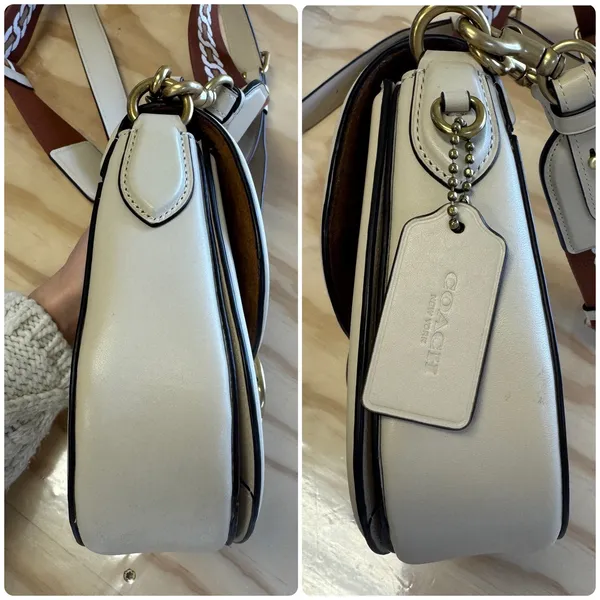 Coach Beat Saddle Bag Crossbody Ivory Leather 2 Straps Original & Guitar - Image 6