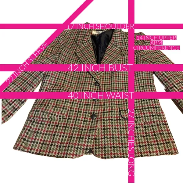 Vintage 1980'S Jack Set Cotton Blend Houndstooth Print Blazer (12) - Image 12