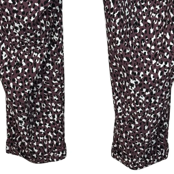 Torrid SZ 1 (1X-Large) Taper Crepe Pants Stretch Leopard Hi-Rise Pleated Purple - Image 5