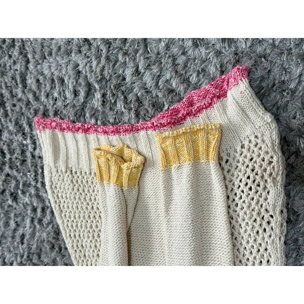 Anthropologie Angel Of The North Sweater Size S Ivory Knit Fringe Boho Crochet - Image 6