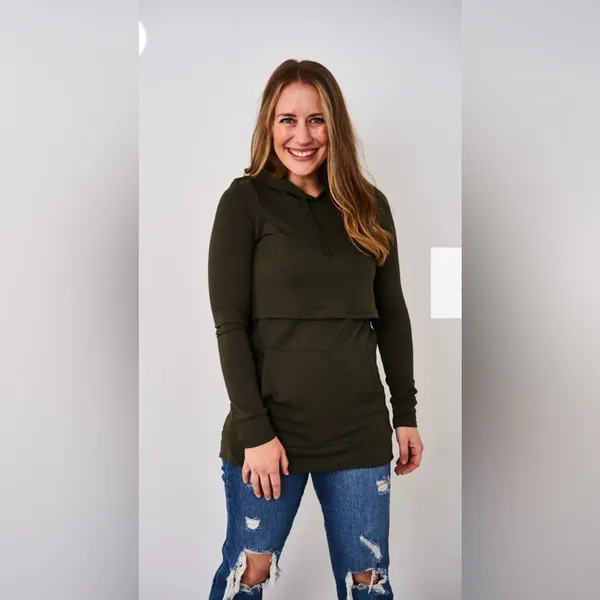 Latched Mama Cloud Nursing Hoodie Olive XS‎ - Image 8