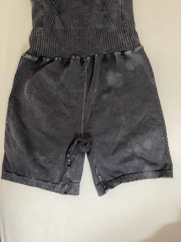 Free People Good Karma High Neck Runsie Ice Black Wash Romper Size M - Image 9
