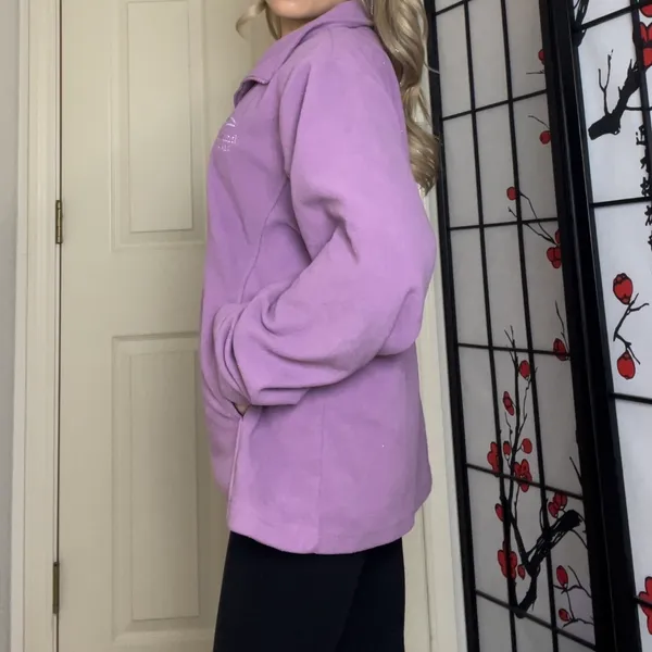 Lilac Purple Fleece Embroidered SeaWorld San Diego Zip-Up Jacket - Image 4
