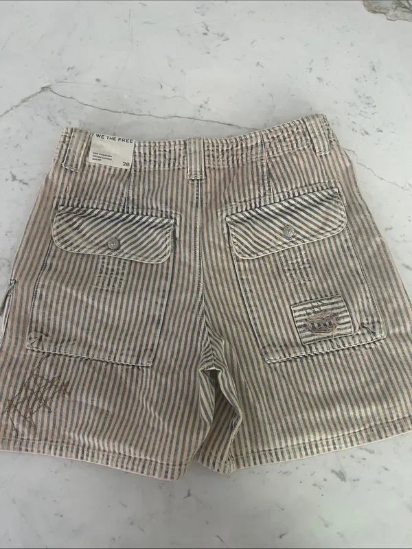 We The Free Day Dreamer Railroad Free People Boho Striped Shorts - Image 11