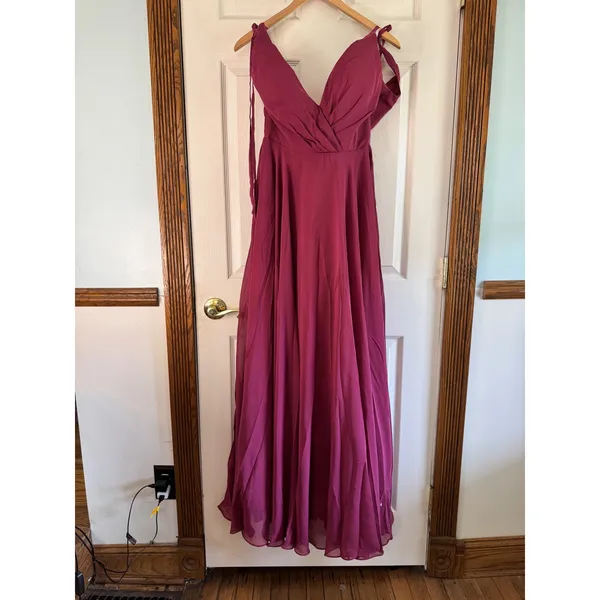 Chiffon Maxi Dress Formal Gown‎ Bridesmaid Dress Sleeveless Purple - Image 5