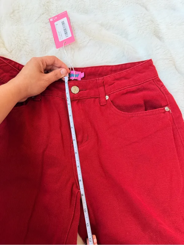 Edikted Deep Red Low -Waist Jeans - Image 4