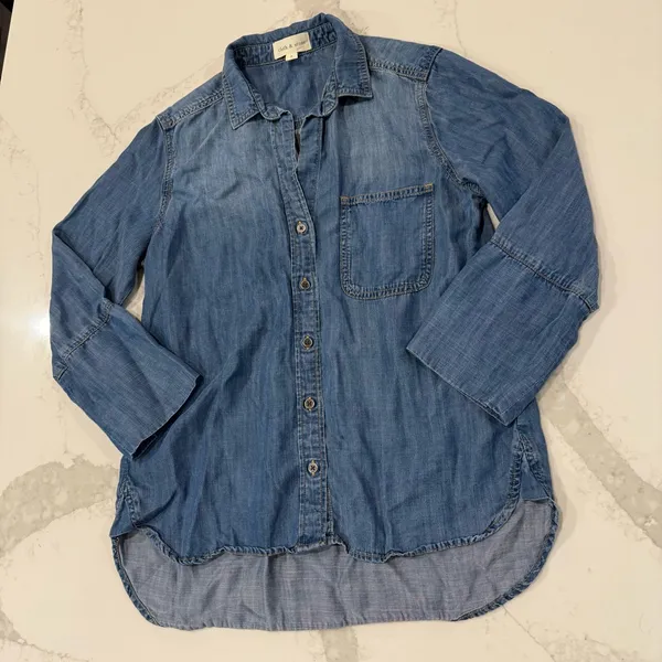 Cloth & Stone x Anthropologie Chambray Button Up Popover Top Women’s Small Blue - Image 2