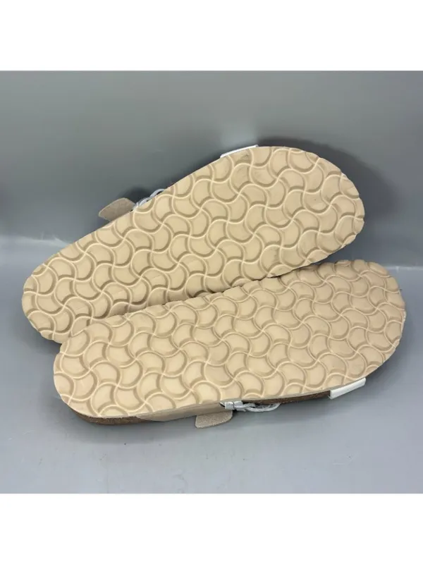 Biostep Slides Sandals Womens 9 White Silver Beige Braided Straps Slip-On Shoes - Image 9
