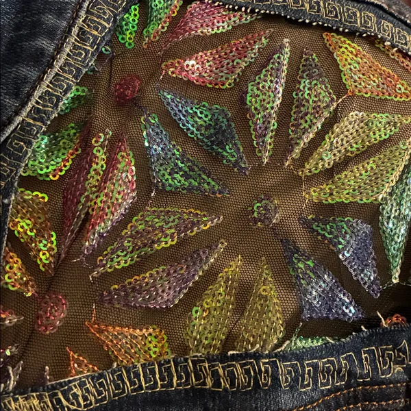 Handcrafted Denim Jacket Blue Size L - Image 5