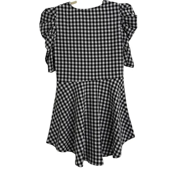 Boston Proper Blouse Gingham Cottagecore High Low Babydoll Ruffle Top Size 6 - Image 2
