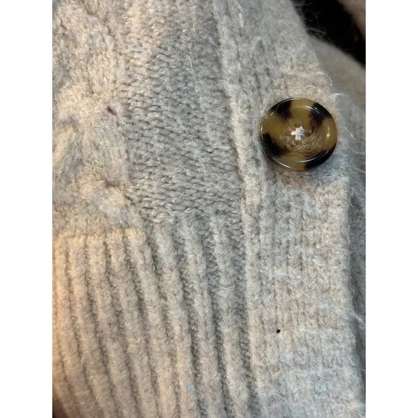 Marled Reunited Clothing Cream Cable Knit Side Button Sweater Small - Image 7