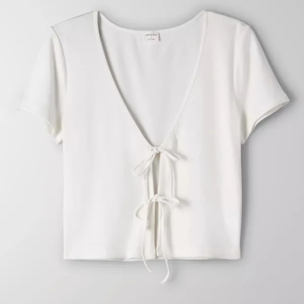 Aritzia Wilfred Free only tie-front tshirt PINK - Image 4