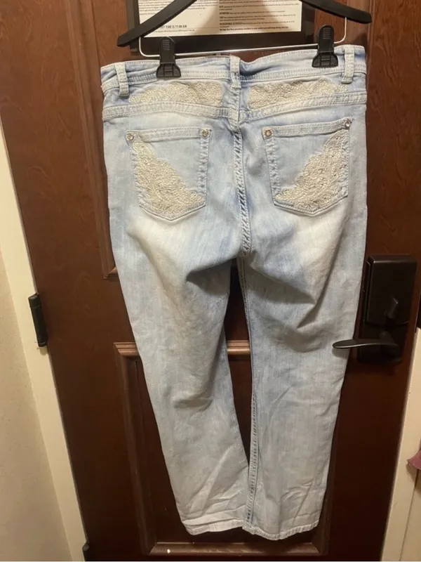 Reba Bedazzled Light Blue Women’s Straight Jeans - Sz 12 - Image 2