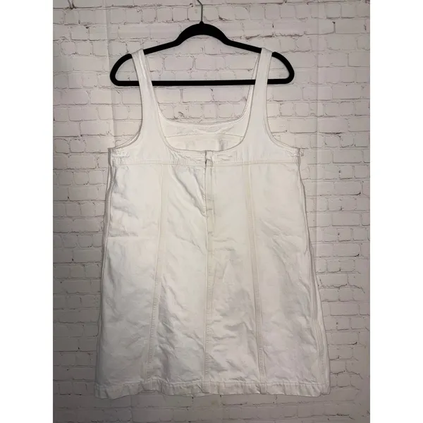 Madewell Denim A-Line Sleeveless‎ Mini Dress Tile White Square Neck Size 12 - Image 5