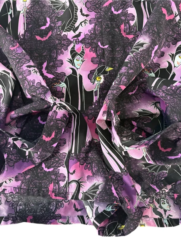 Disney Maleficent Scrubstar Scrub Top 3X Purple Dragon Halloween Villains Goth - Image 6