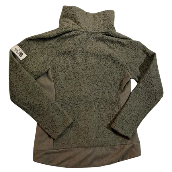 The North Face Fleece Jacket Full Zip Sherpa Olive Green Athletic High Neck - Image 3