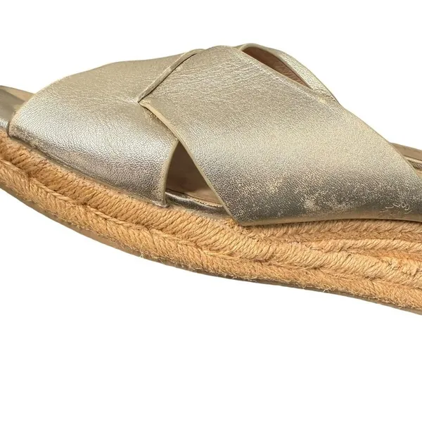 Jack Rogers Metallic Gold Slip on Espadrille Sandals Womens 10 Slides Leather - Image 11