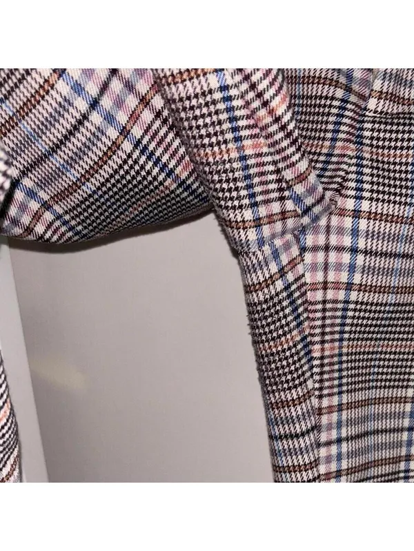 ✅By Anthropologie plaid tartan neutral color career pants trousers light wear - Image 5