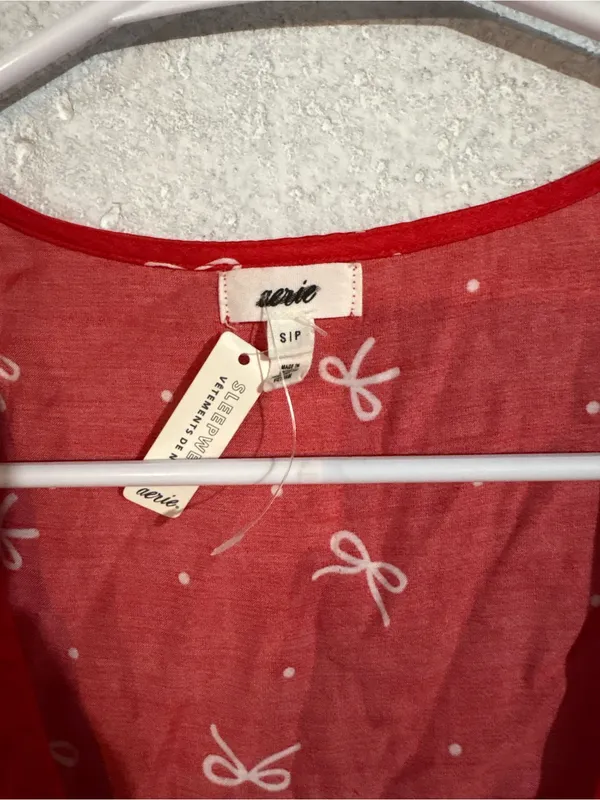Aerie Tie Front Bow Sleep Shirt | Size: Small - Image 4