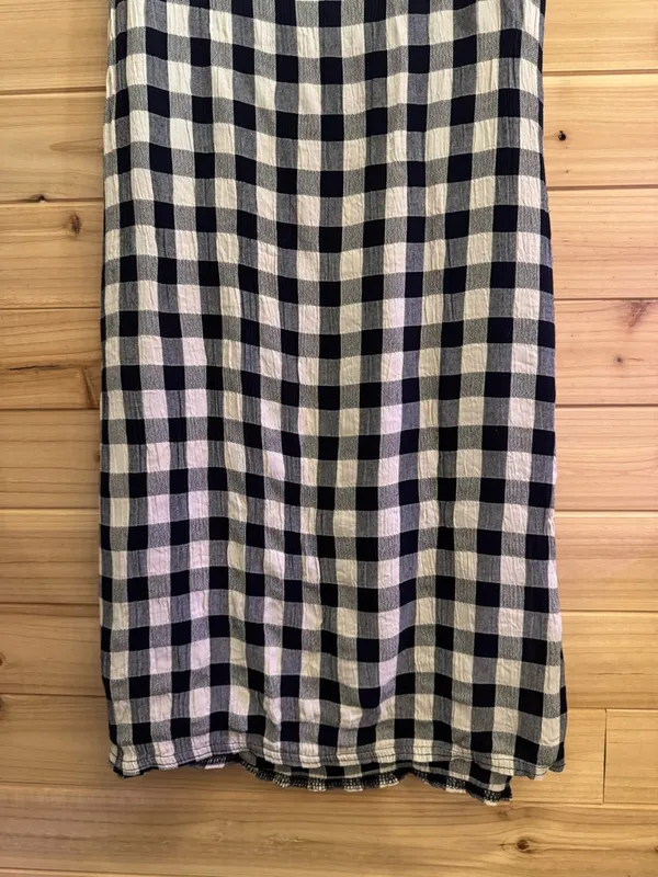 Vintage Black White Gingham Plaid Midi Length Large Tank Dress Summer Coquette - Image 4