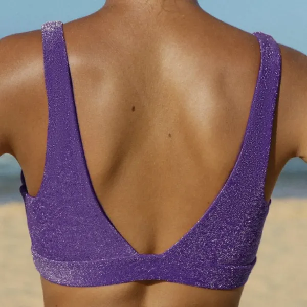 BERLOOK Purple Lurex Cut Out Bikini Top ONLY 65 - Image 7