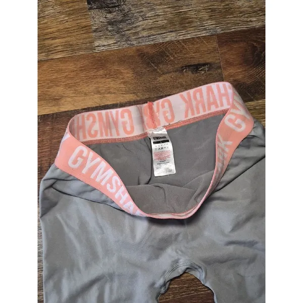 Gymshark Gray Leggings with Pink Logo Waistband Large - Image 4