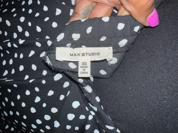 Max Studio Black and White Polka Dot High-Low Ruffle Skirt - Image 7