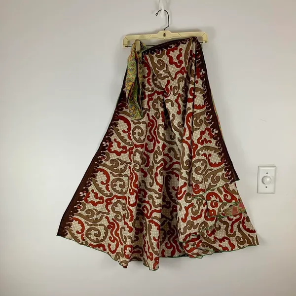 Reversible Maxi Wrap Skirt BINW508 Green - Image 2