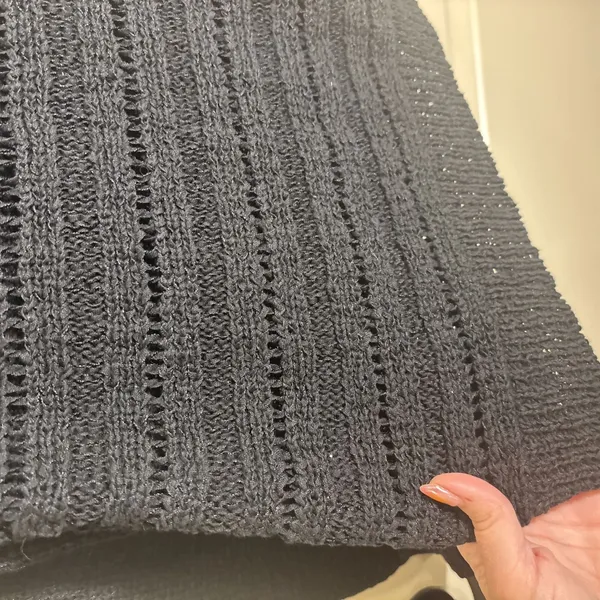 Lauren‎ Ralph Lauren Sweater Medium Cotton Blend Knit Crochet Open Weave Black - Image 4