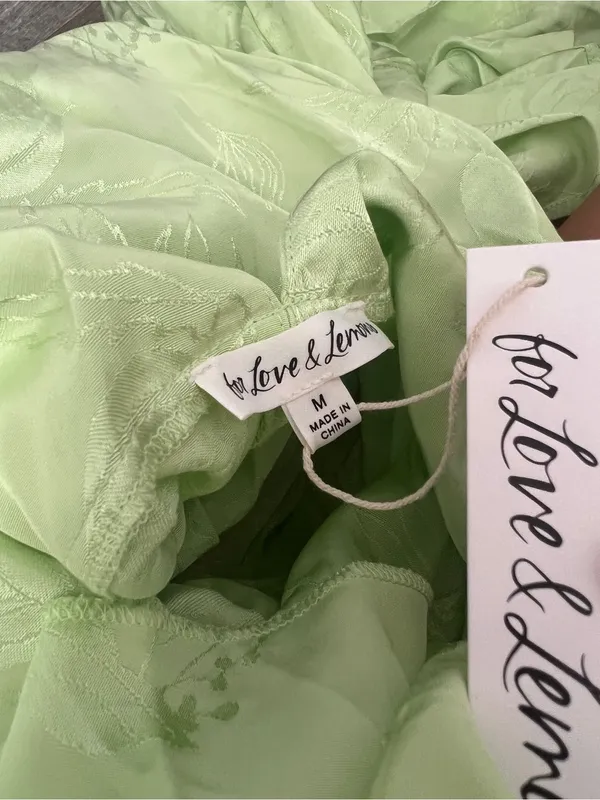 NWT For Love & Lemons Ilana jacquard Midi Dress in Green size M - Image 13