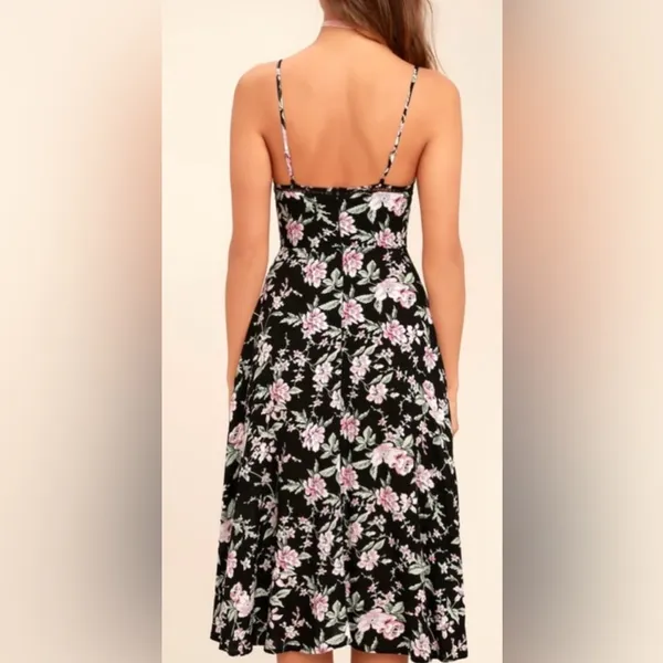 Lulu's Black Floral Midi Dress - Image 2
