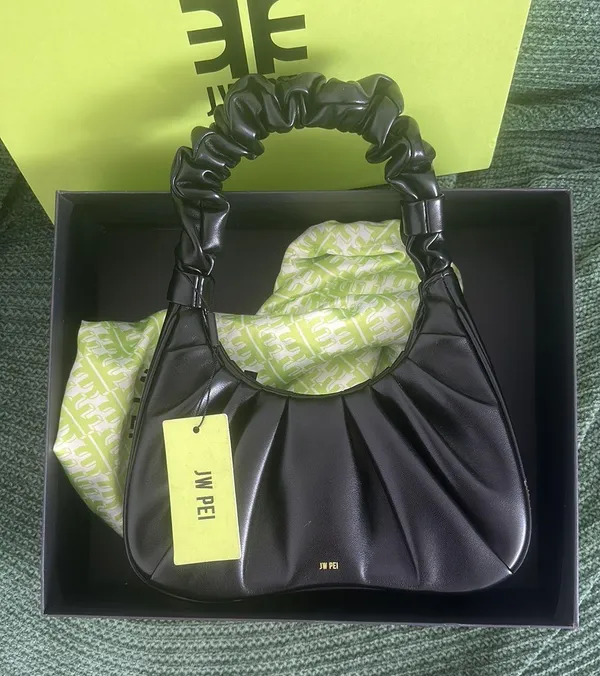 Gabbi Ruched Hobo Handbag - Black - Image 10