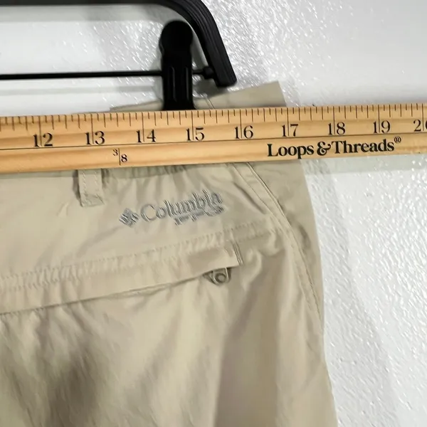 Columbia Omni-Shade Hiking‎ Pants Roll Tab Women's 10 Beige Nylon UPF Zip Pocket - Image 6