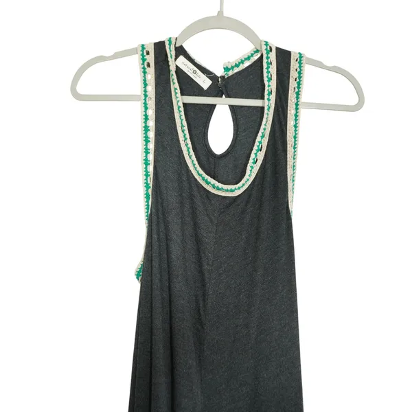 Natural Life Size Large Charcoal Gray Crochet Trim Harem Jumpsuit Lightweight - Image 5