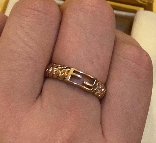 Fendi Baguette Metal Oro Rosa Ring Size M - Image 5