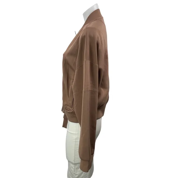 YPB Your Personal Best Women's Brown Long Sleeves Full Zip Bomber Coat Jacket L - Image 2