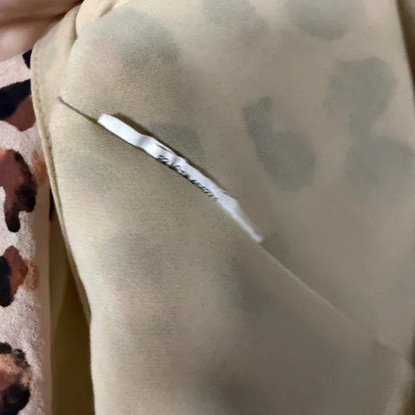 Theory Asymmetric Leopard Tan and Black Silk Midi Skirt Size 10 - Image 10