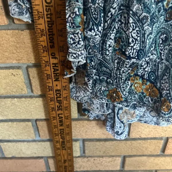 Free People Hummingbird Chloe Cold Shoulder Blouse Blue Paisley Print Size Small - Image 7