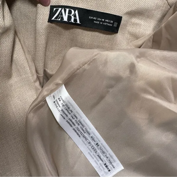Zara Lapelless Blazer Tan Beige Size 10 (Medium) neutral tones - Image 5