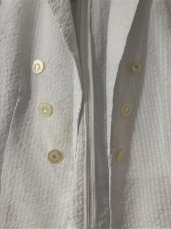 New York Clothing Co. White Textured Double-Breasted Cardigan Blazer - Image 5