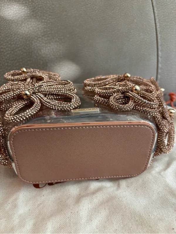 NWT cult gaia clear mini tote with rose gold beaded floral accents - Image 5
