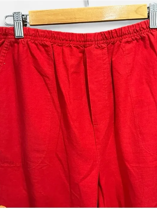 Vintage Y2K White Stag Red Wide Leg Capri Pants Cotton L Boho Resort - Image 6