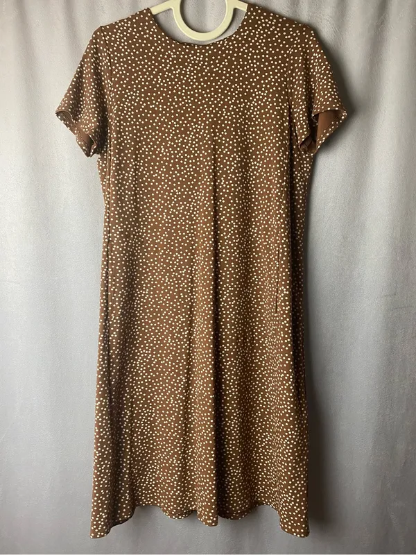 J Jill Brown Polka Dot Fall Autumn Cute Midi Dress Cottagecore boho xs - Image 2