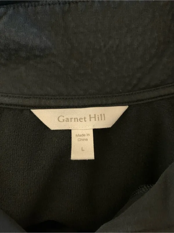 Garnet Hill Black Quarter Zip Shift‎ Dress Minimalist Quiet Luxury Pockets L - Image 3
