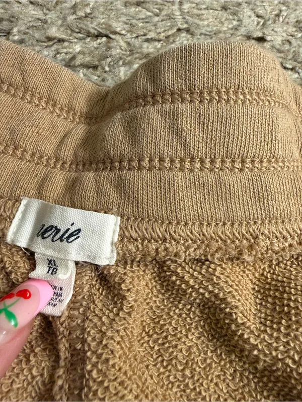 aerie tan beige High Waisted Chillax Fleece Lounge Shorts - size XL - Image 8
