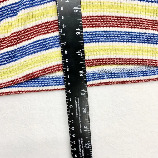 Zara Striped Ribbed‎ Knit Polo Shirt Womens Size M Multicolor Retro Y2K V-Neck - Image 4