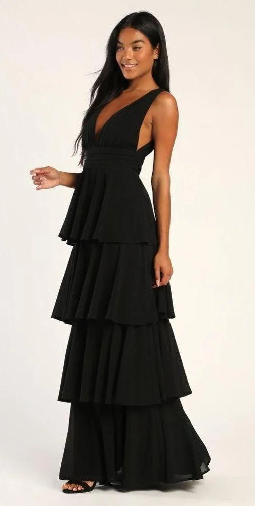 LULU’S Amazing Evening Black Tiered Maxi Dress - Image 5