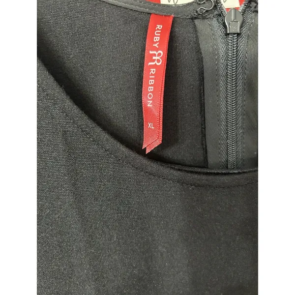 Ruby Ribbon Short Sleeve Black Slimming Lined Shapewear Black Knit Dress Size XL - Image 2