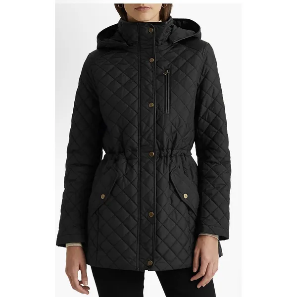 Lauren Ralph Lauren Quilted Hooded Anorak Coat Black Size Petite XS Hooded - Image 2